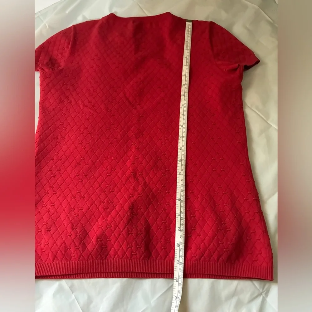 CHANEL 2014 Spring Red Textured Knit 2-Piece Skirt Suit Set